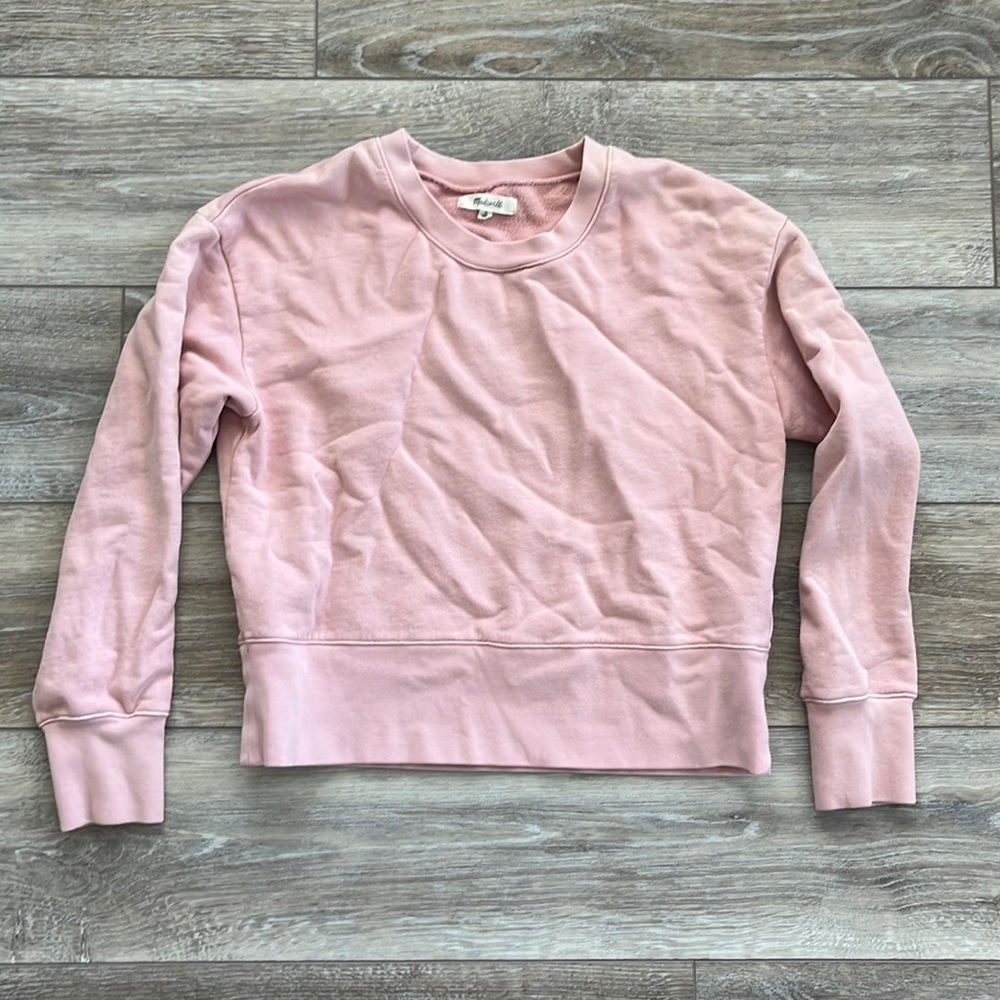 Pink cropped Madewell sweatshirt